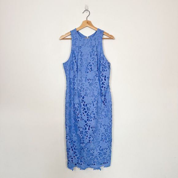 Antonio Melani Peggy Column Cut-Out Lace Sleeveless Sheath Midi Dress Sz 6. Blue - Picture 2 of 13
